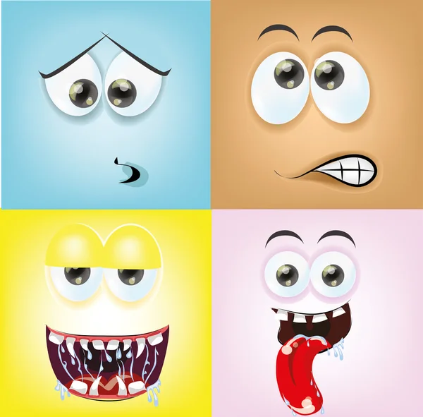 Cartoon faces with emotions — Stock Vector