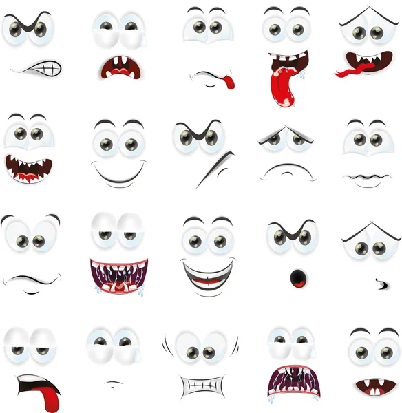 Cartoon faces with emotions — Stock Vector