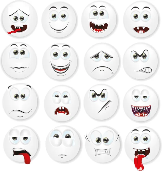 Cartoon faces with emotions — Stock Vector