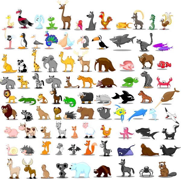 Gran grupo de animales — Vector de stock