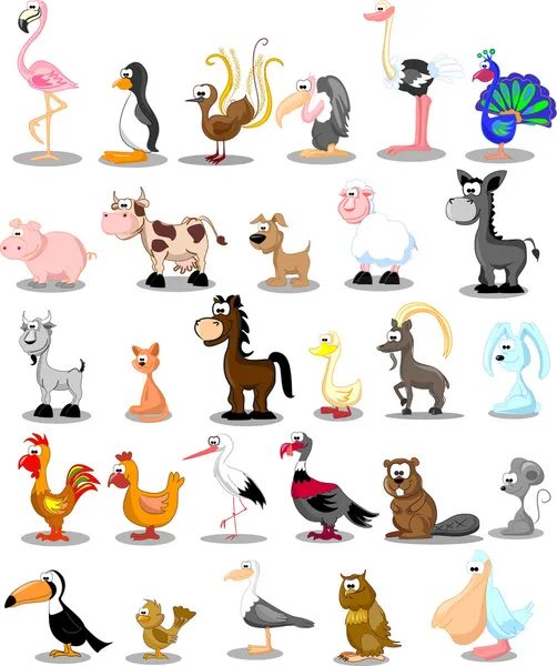 Conjunto de animales de dibujos animados lindo — Vector de stock