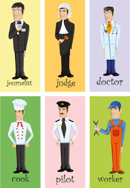 Cartoon characters of different professions — Stock Vector