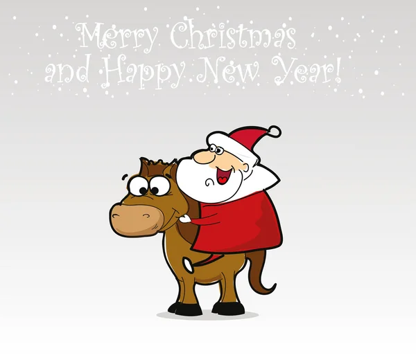 Funny Santa Claus with horse — Stock Vector