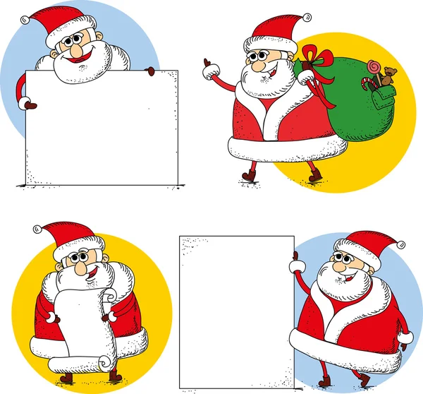 Conjunto de dibujos animados santa claus — Vector de stock