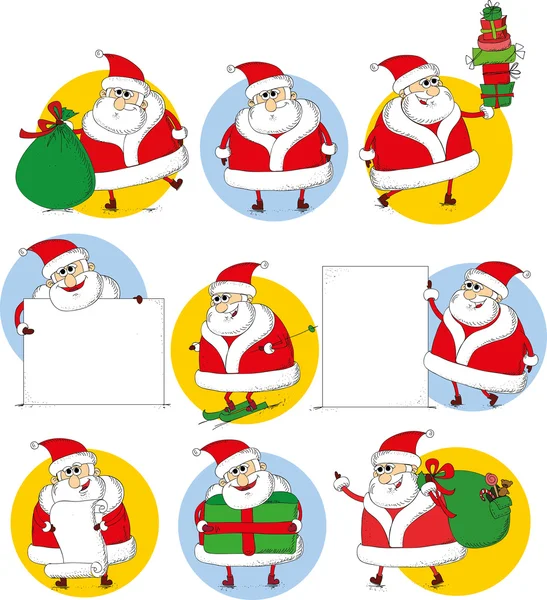 Set of cartoon santa claus — Stock Vector