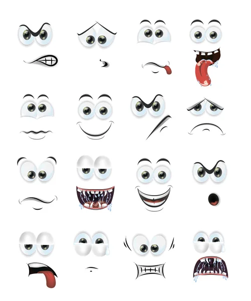 Caras de dibujos animados con emociones — Archivo Imágenes Vectoriales