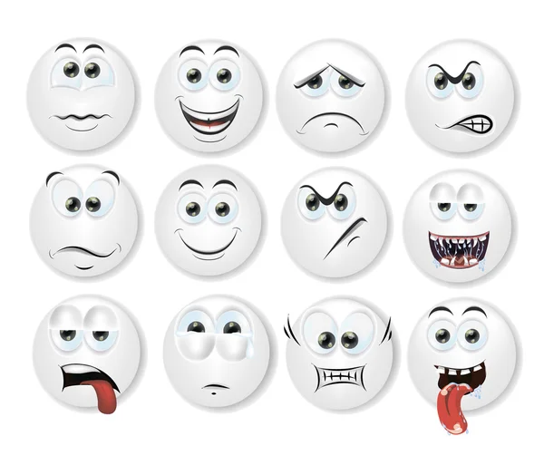 Caras de dibujos animados con emociones — Archivo Imágenes Vectoriales