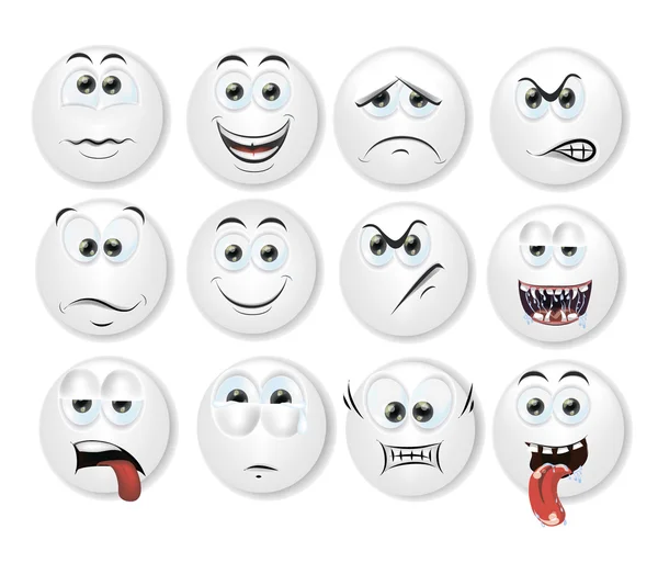 Cartoon faces with emotions — Stock Vector