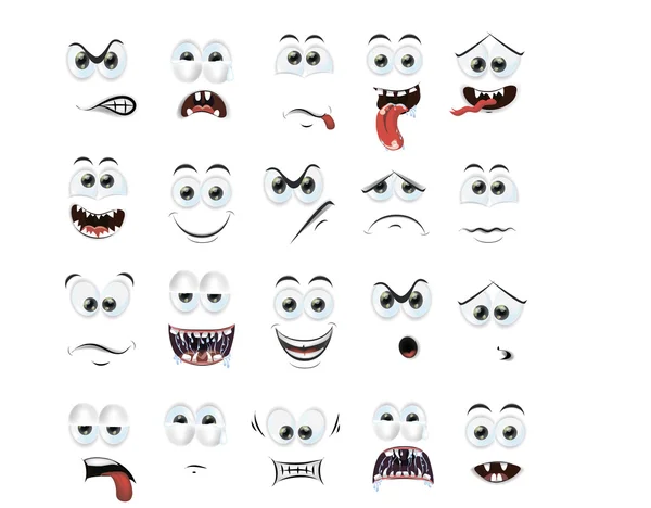 Kreslené obličeje s emocemi — Stockový vektor
