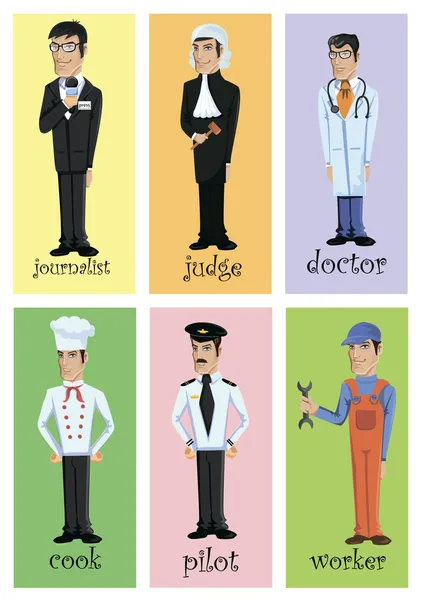 Zeichentrickfiguren verschiedener Berufe — Stockvektor