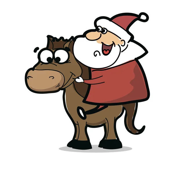 Funny Santa Claus con caballo — Archivo Imágenes Vectoriales
