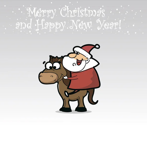 Funny Santa Claus with horse — Stock Vector