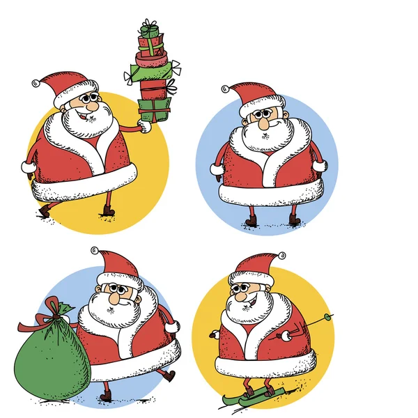 Conjunto de dibujos animados santa claus — Vector de stock