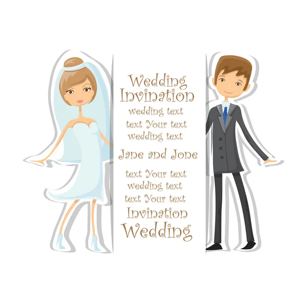 Imagen de boda de dibujos animados — Vector de stock