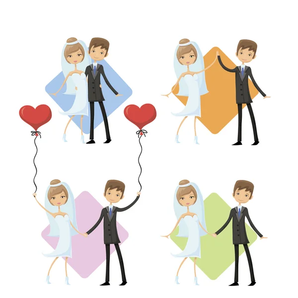 Set di cartoni animati foto di nozze — Vettoriale Stock