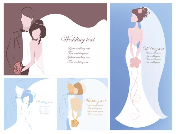 Silhouette von Braut und Bräutigam — Stockvektor
