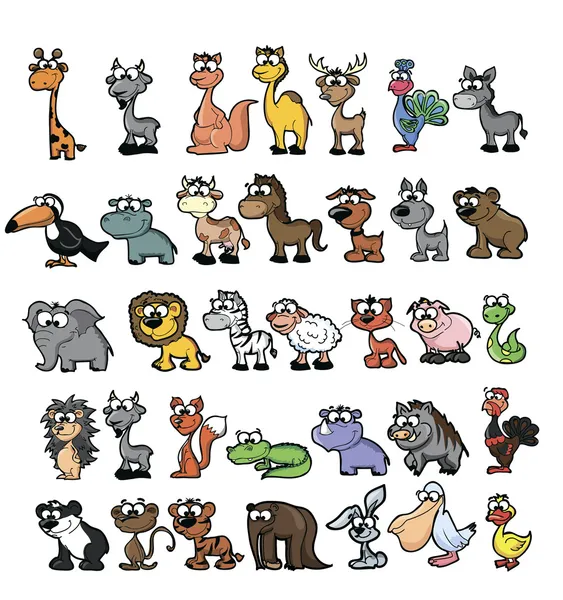 Conjunto de animales de dibujos animados lindo — Vector de stock