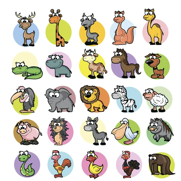 Conjunto de animales de dibujos animados lindo — Vector de stock