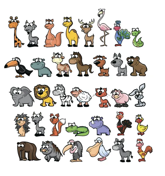 Conjunto de animales de dibujos animados lindo — Vector de stock