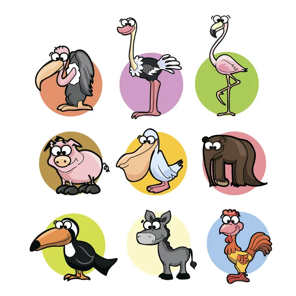 Zestaw uroczych zwierząt z kreskówek — Wektor stockowy