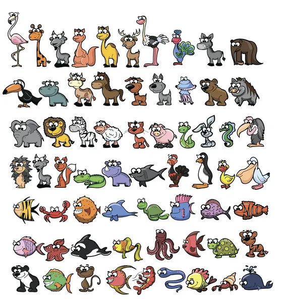Serie di simpatici animali dei cartoni animati — Vettoriale Stock