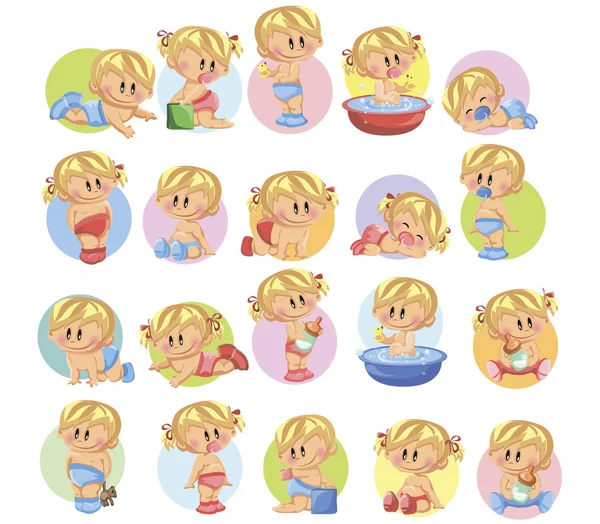 Baby boys and baby girls — Stock Vector