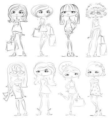 karikatür moda kızlar