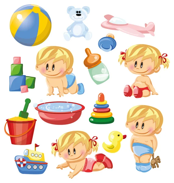 Babys y accesorios de guardería — Vector de stock