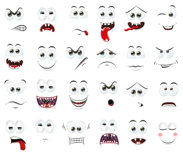 Cartoon faces with emotions — Stock Vector