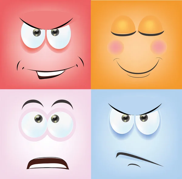 Cartoon faces with emotions — Stock Vector