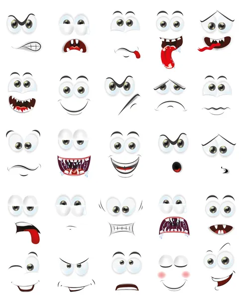 Cartoon gezichten met emoties — Stockvector