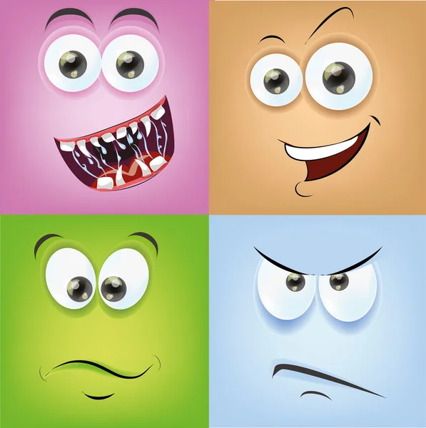 Cartoon faces with emotions — Stock Vector