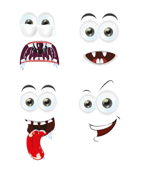 Cartoon gezichten met emoties — Stockvector