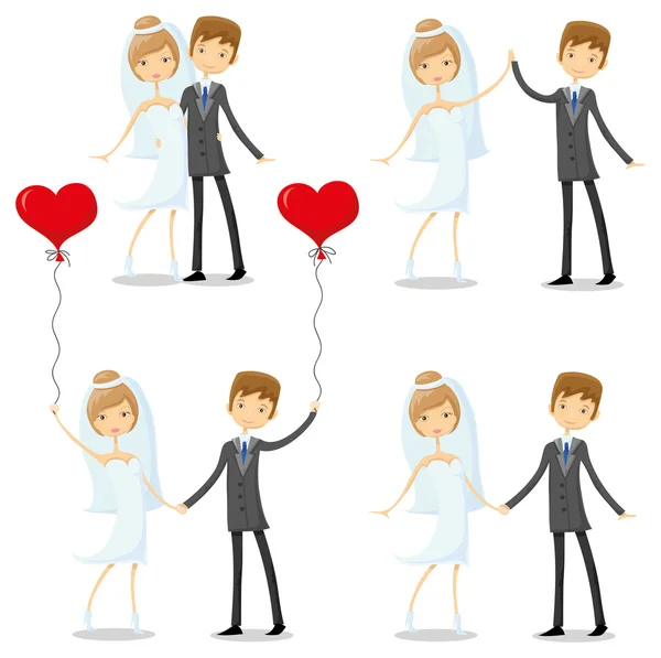 Bride and groom in love — Stock Vector