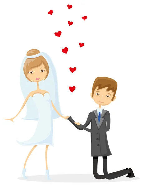 Bride and groom in love — Stock Vector