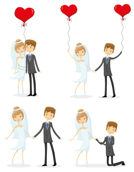 Bride and groom in love — Stock Vector