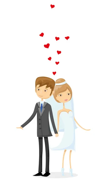 Bruid en bruidegom verliefd — Stockvector