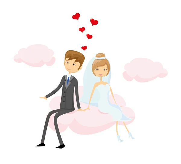 Zamilovaná nevěsta a ženich, — Stockový vektor