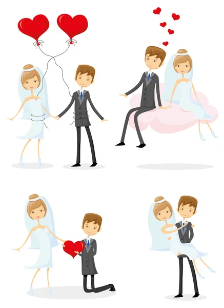 Bride and groom in love — Stock Vector