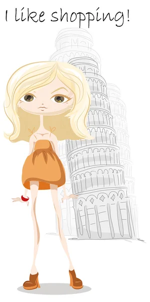 Fashion girl in Italy — Stock Vector