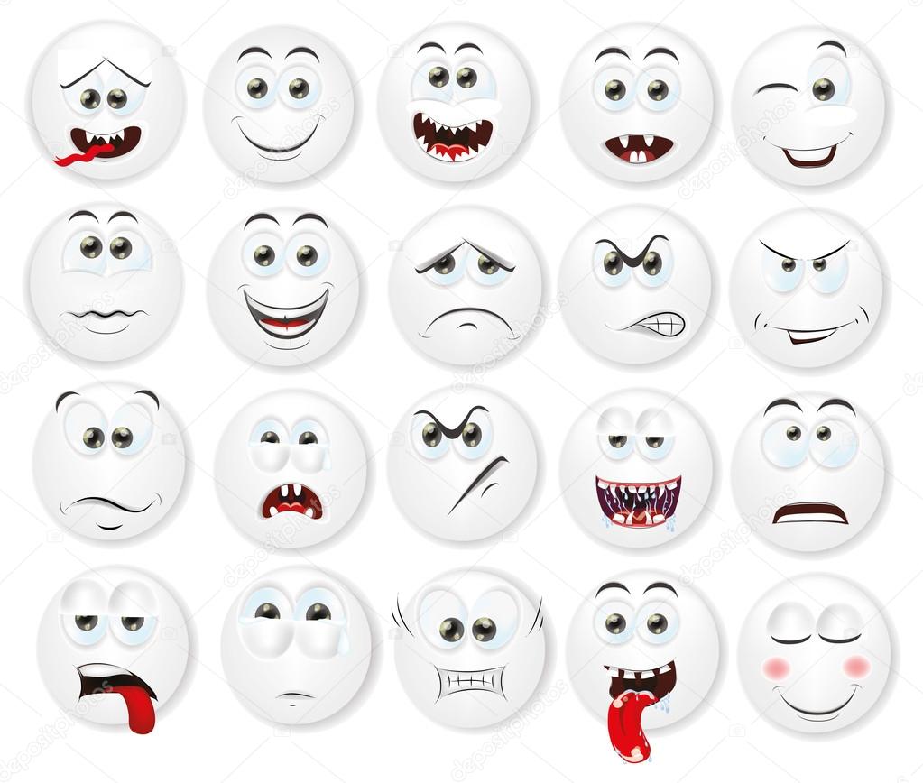 Cartoon faces with emotions