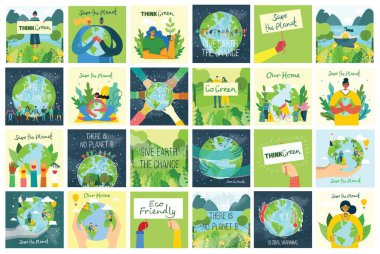 Dünya 'yı kurtarmaya çalışan insan karakterleri. Küresel Isınma ve İklim Değişikliği Kavramı.