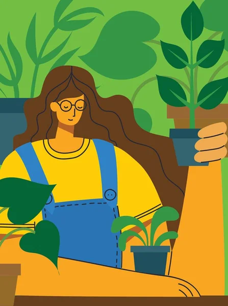 Jardinería los agricultores recogen la cosecha, la plantación de árboles, concepto de la gente trabajadora. Trabajo agrícola, concepto de agricultura — Archivo Imágenes Vectoriales