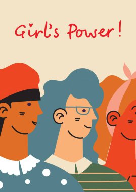 Kadın arkadaşlık grubu. Çeşitli kadın takımları el ele tutuşuyor, kızların gücü, çokuluslu topluluk temsilciliği. Arkadaşlık grubu dişiler, arkadaş çeşitliliği