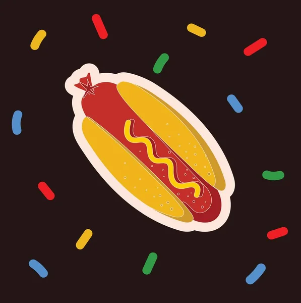 Vector Illustration Hot Dog Abstract Background Retro Style — Stockvector