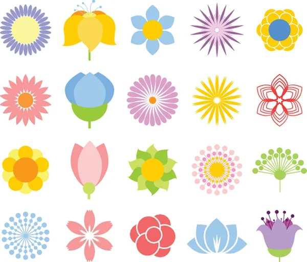 Abstract Decorative Flower Icons Design Elements Set Vector Art Illustrations — Διανυσματικό Αρχείο