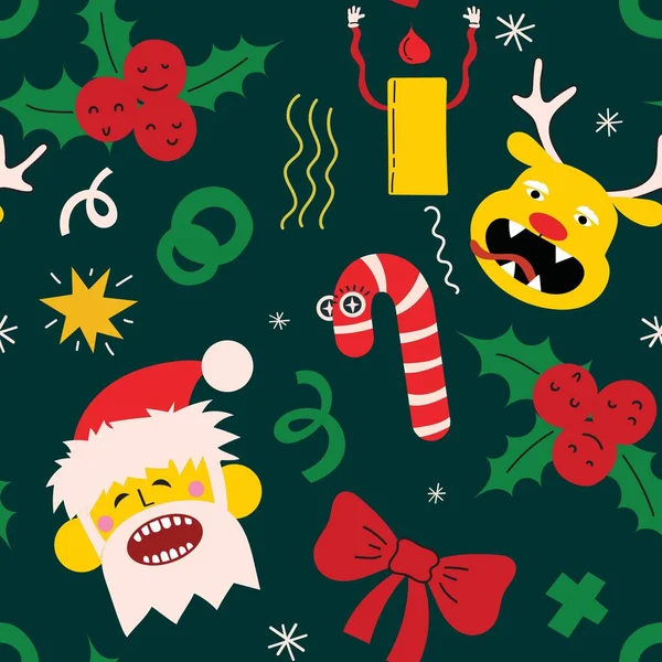 Noel Noel Oyuncakları Hediyelerle Dolu Kusursuz Yeni Yıl Şablonu Moda — Stok Vektör