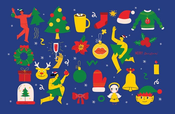Merry Christmas Happy New Year 2023 Vector Trendy Abstract Illustrations — Vetor de Stock
