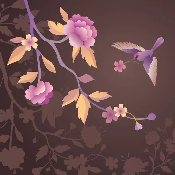 Vogel in de bloementuin avond — Stockfoto