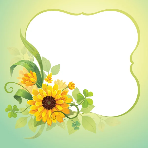Λουλούδι πλαίσιο κάρτα πρότυπο — Διανυσματικό Αρχείο